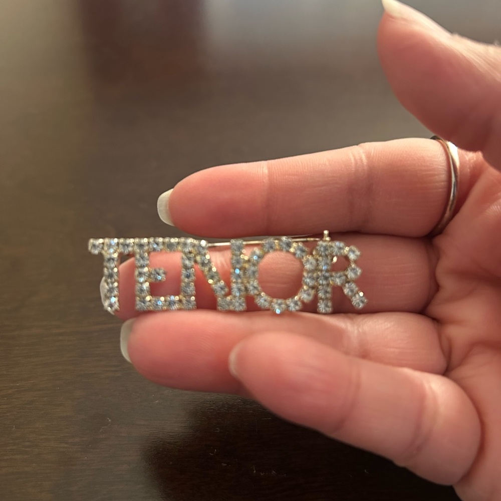 3pk Silver Rhinestone TENOR Brooch - Picture 3 of 6